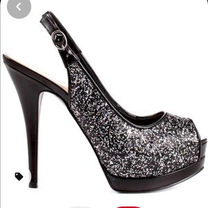 Guess platform Glenisa3 black glitter heels
